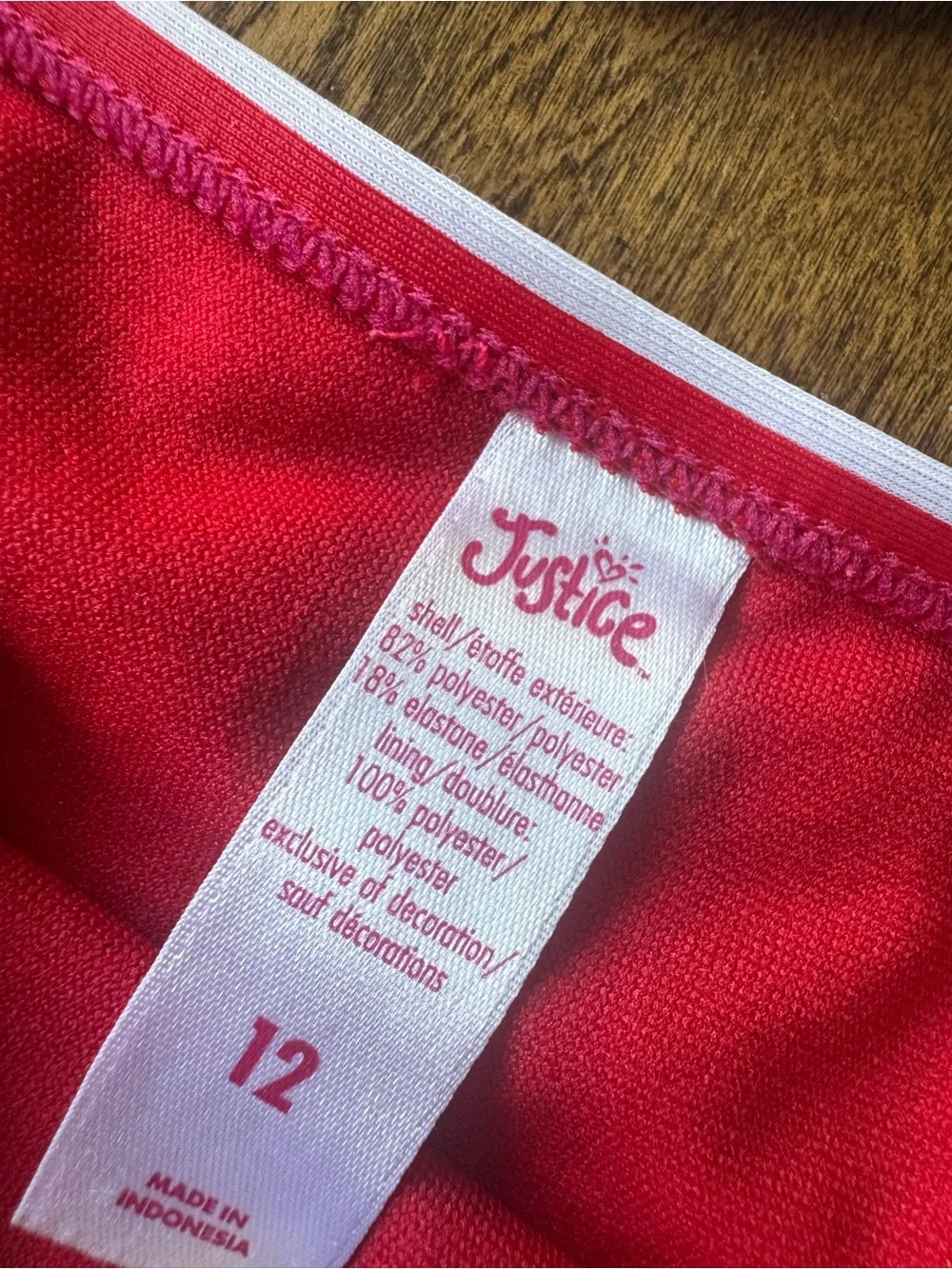 Justice Bright Red Swim Bottoms with White Trim